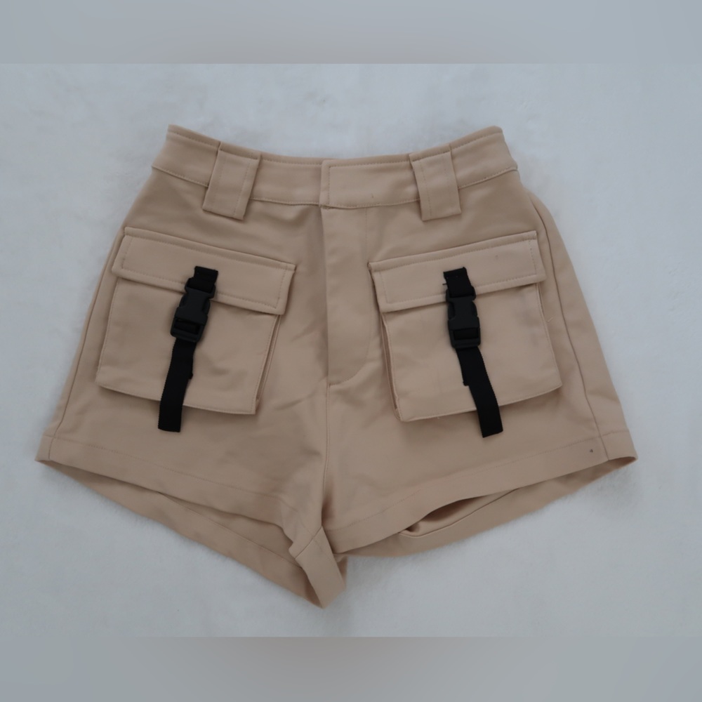 Tan Colored High Waisted Buckle Shorts